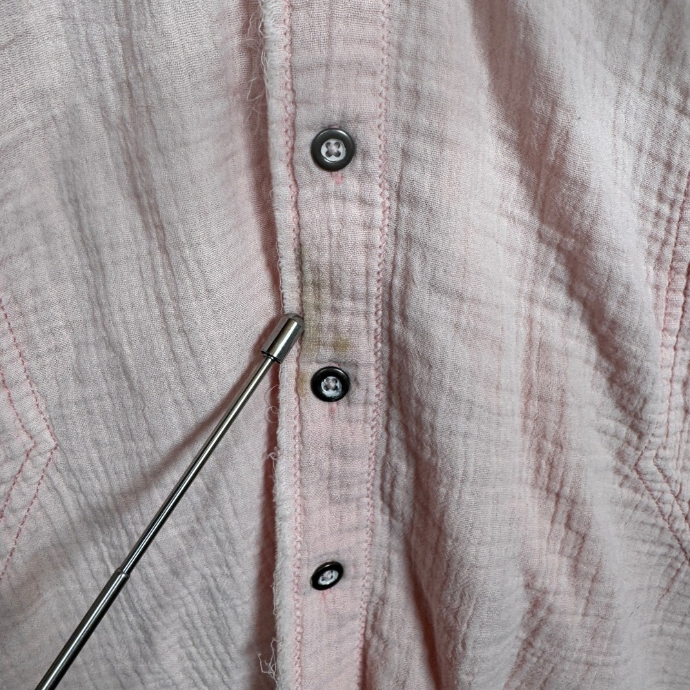 Gauze Shirt M Pink We The Free Oversized Frayed Boho Coastal Cottagecore Pnk - Picture 7 of 7